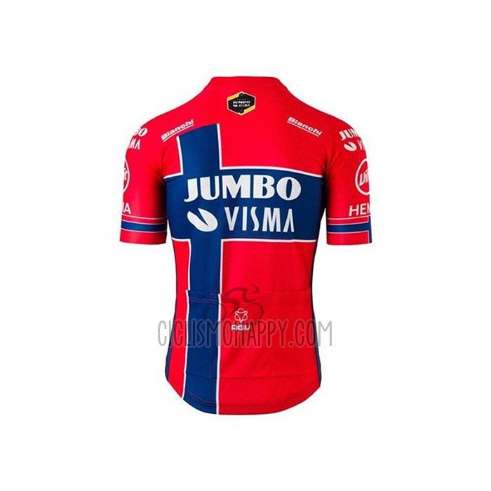Jumbo Visma Cycling Jersey Bib Short 2020 Short Sleeve Red Blue